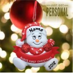 Personalised 1st Christmas Decoration - Baby Girl & Baby Boy - Snow Baby